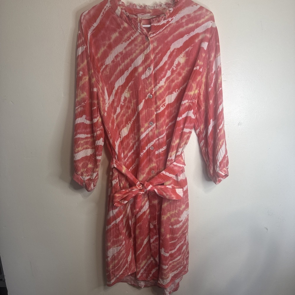 Soft Surroundings Women's Tie Dye Midi Long Sleeve Dress XL